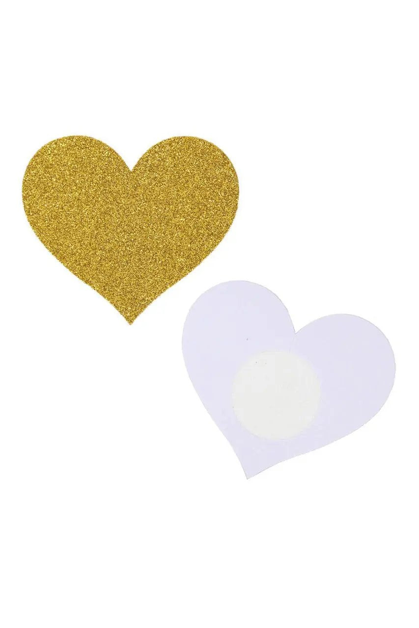 Gold Glitter Heart Pasties 3wishes.com