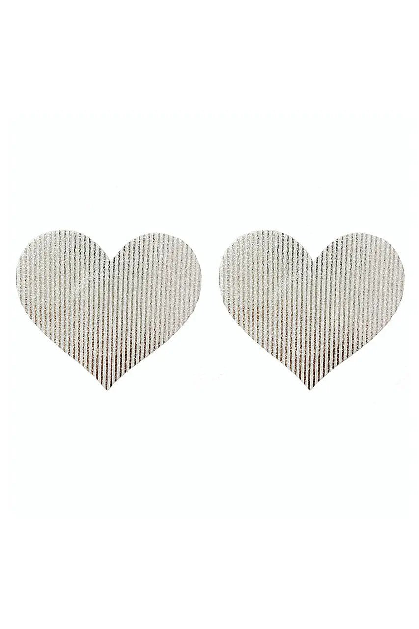 3wishes.com Apparel & Accessories > Lingerie - Silver Illusion Heart Pasties - Premium Quality 3wishes.com