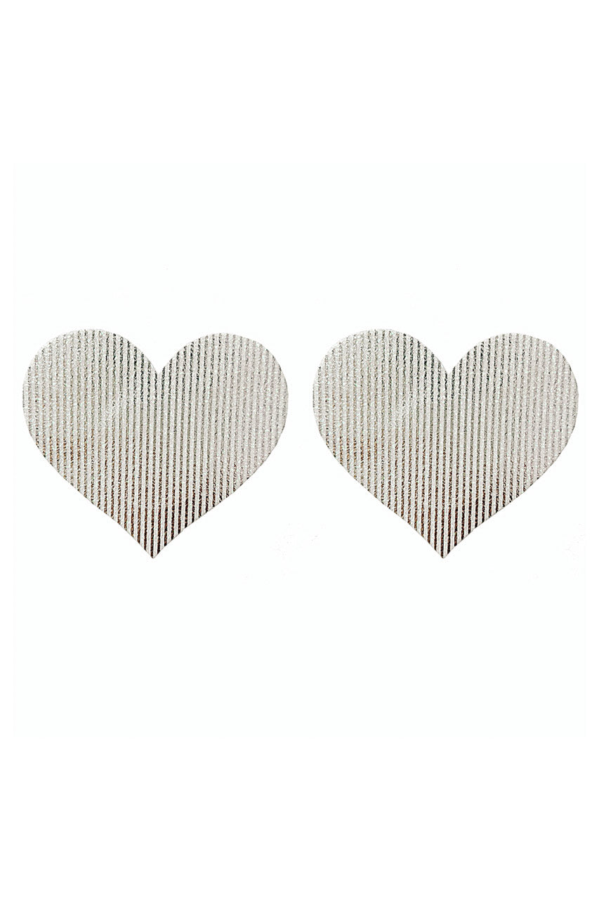3wishes.com Apparel & Accessories > Lingerie - Silver Illusion Heart Pasties - Premium Quality 3wishes.com