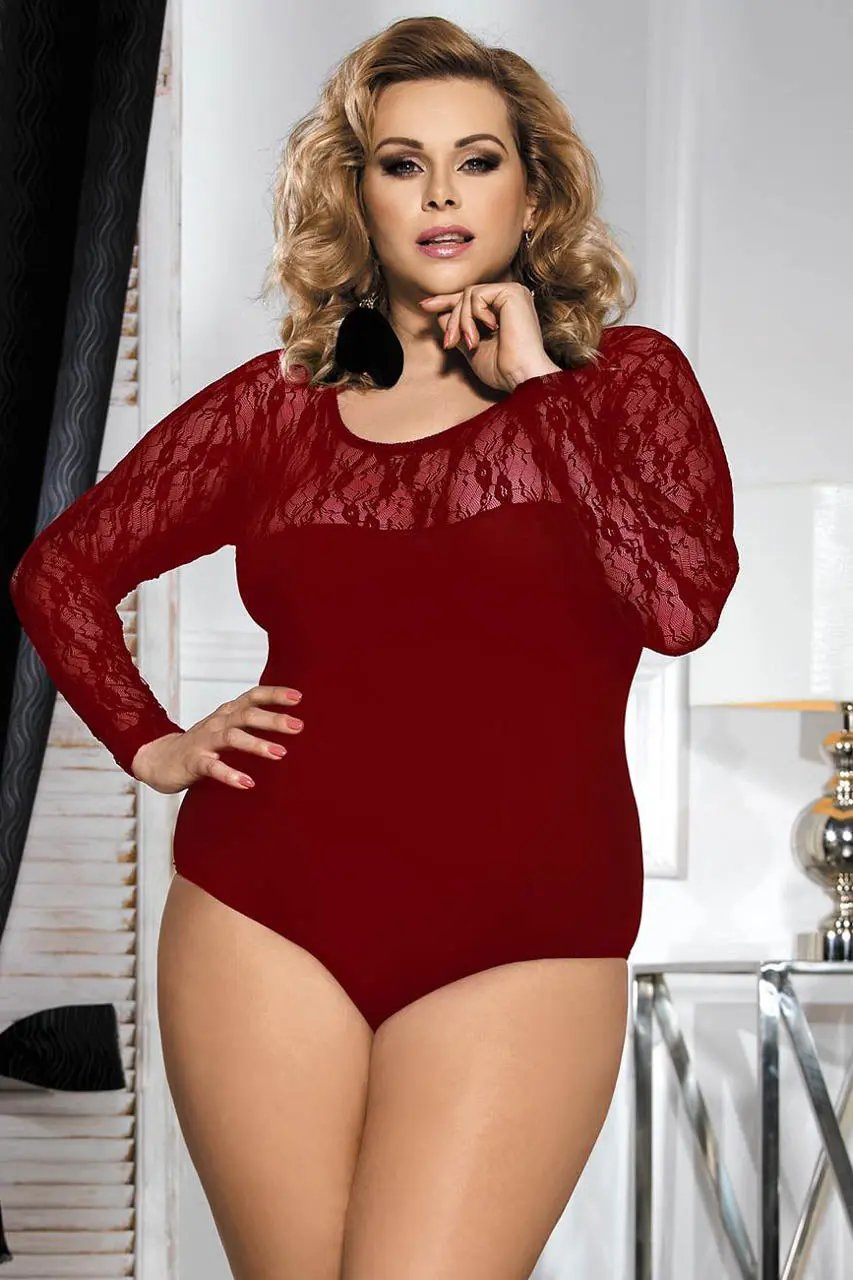 3wishes.com Plus Size Lingerie - 3wishes: Plus Size Lace Bodysuit - Premium Quality 3wishes.com