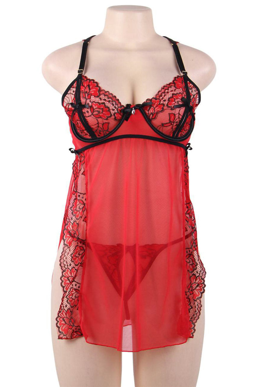 3wishes Rose Babydoll: Sexy Split Cup