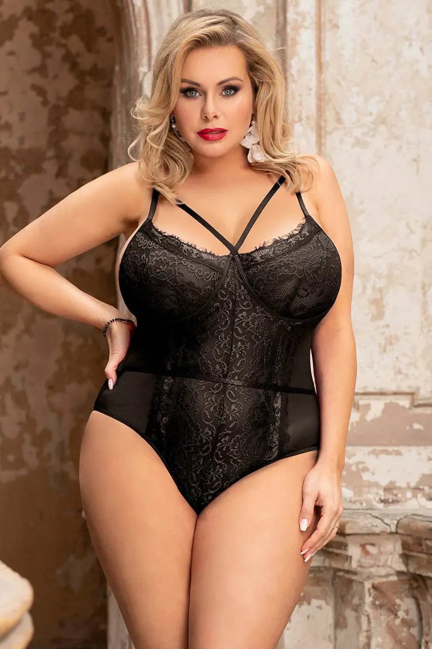 3wishes.com Plus Size Lingerie - Plus Size Midnight Desires Teddy - Premium Quality 3wishes.com