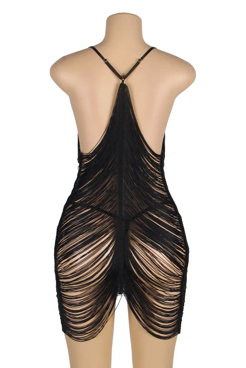 Shimmy Fringe Lingerie Chemise 3wishes.com