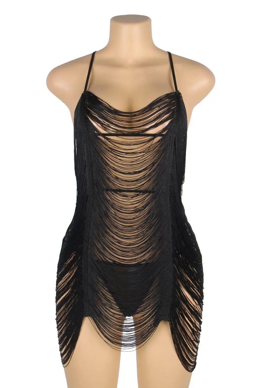 Shimmy Fringe Lingerie Chemise 3wishes.com