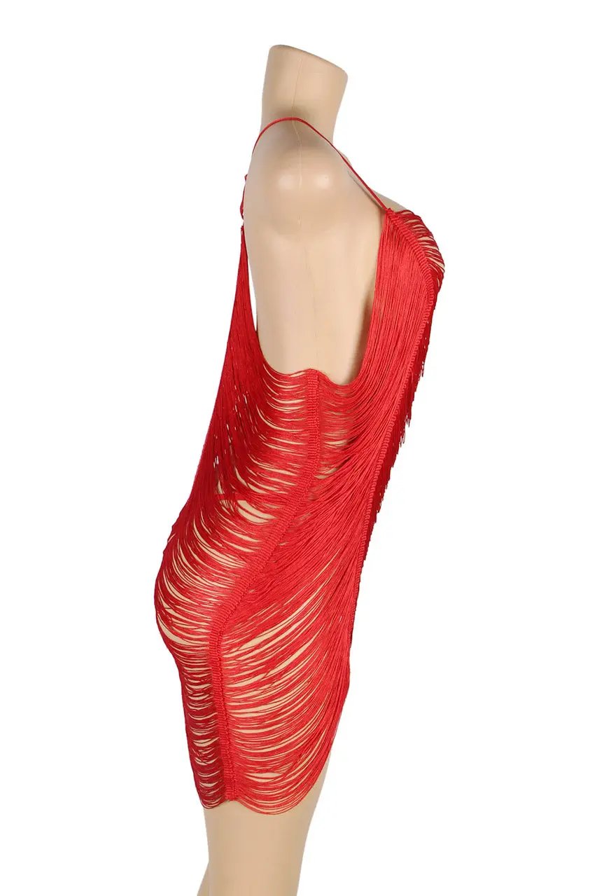 Shimmy Fringe Lingerie Chemise 3wishes.com