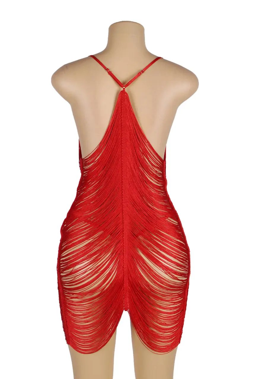 Shimmy Fringe Lingerie Chemise 3wishes.com