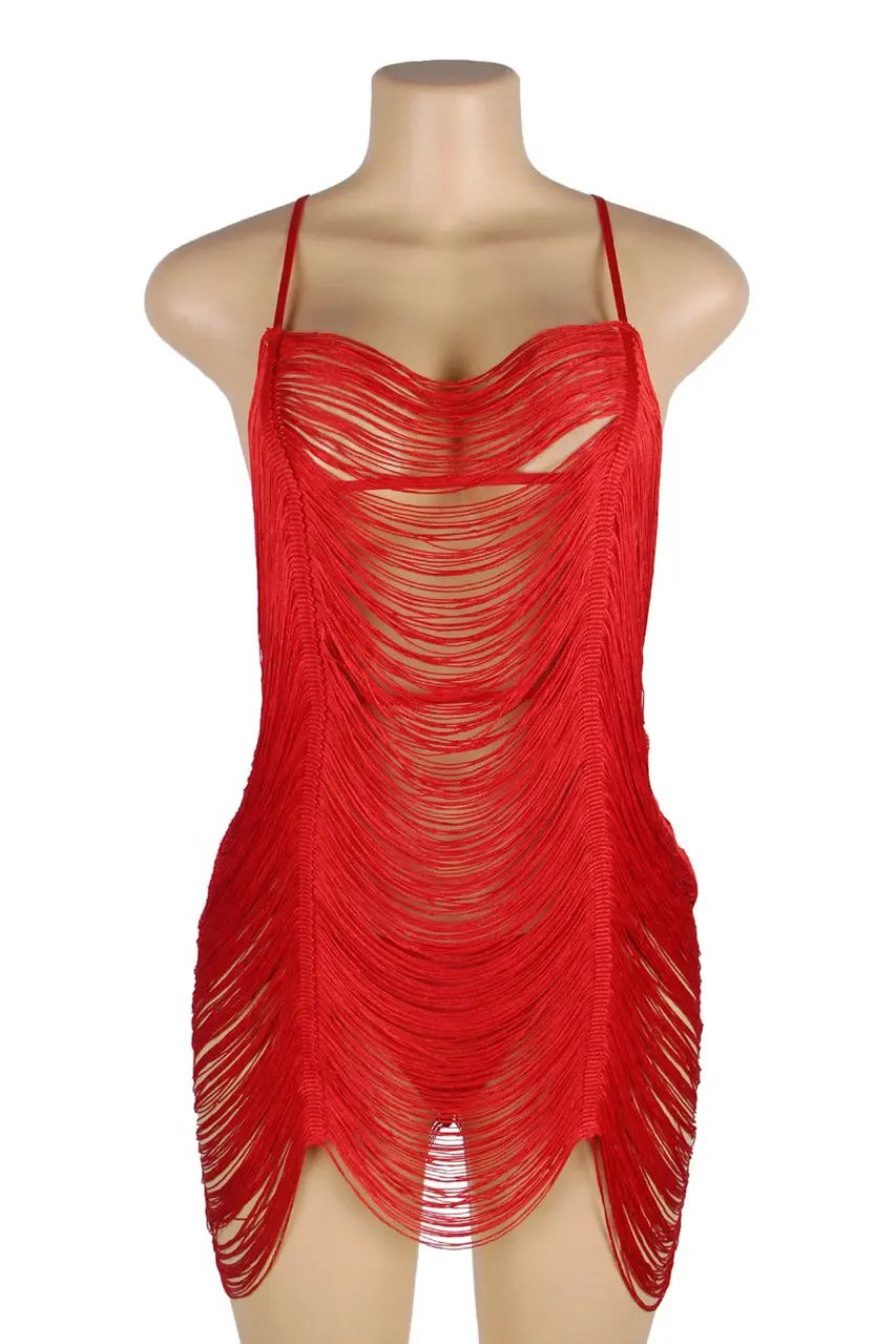 Shimmy Fringe Lingerie Chemise 3wishes.com