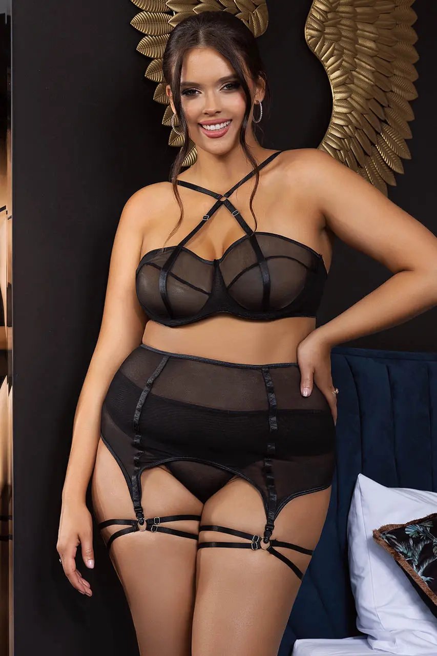 3wishes.com Apparel & Accessories > Clothing > Underwear & Socks > Lingerie - 3wishes Plus Size Mesh Cage Bra - Comfort, Style & Support - Premium Qua 3wishes.com