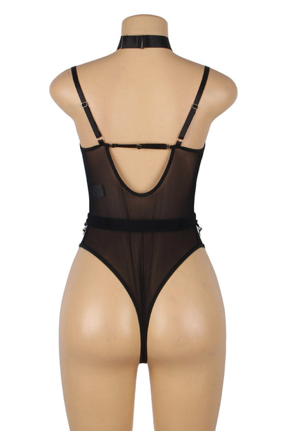 Black Harness Teddy with Chains black - Apparel & Accessories