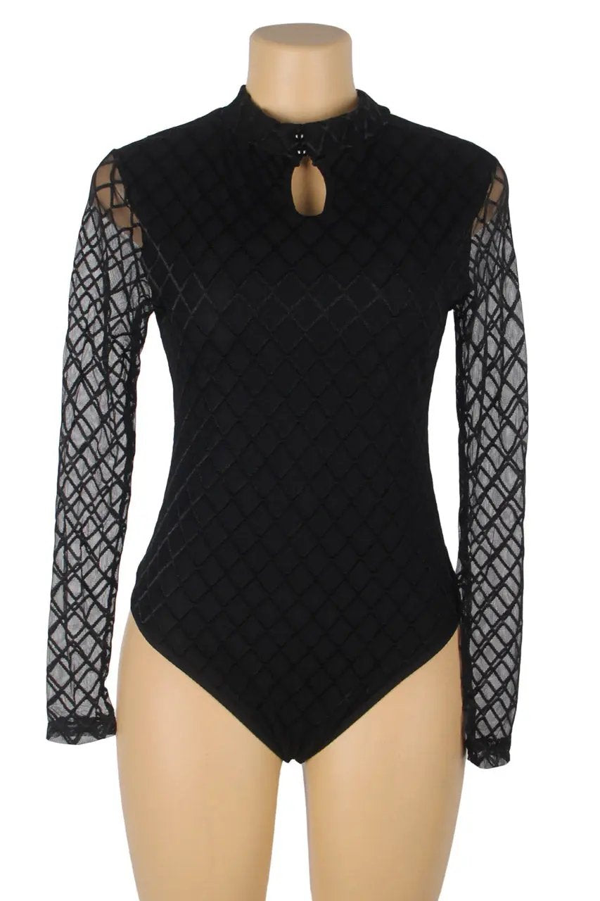 3wishes.com Apparel & Accessories > Clothing > Lingerie - High Neck Mesh Sleeve Lingerie Teddy - Premium Quality 3wishes.com