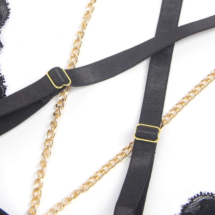 Burgundy Faux Leather Teddy Lingerie With Lace Chain Straps Garter Cheeky Back 3wishes.com