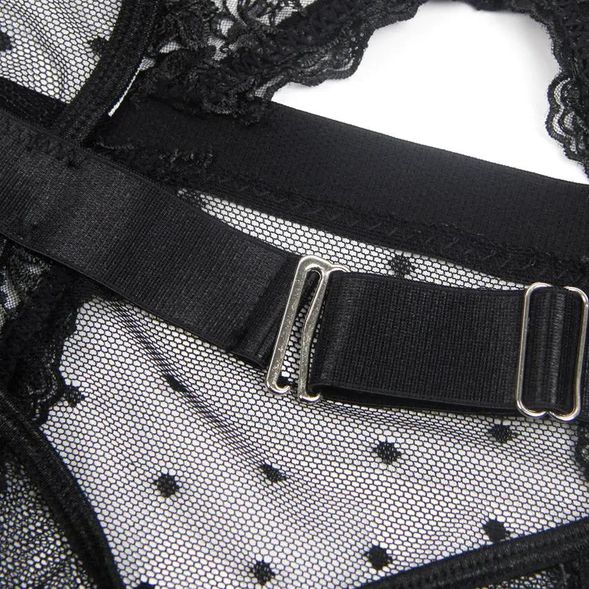 Embroidered Lace Cut Lingerie Teddy 3wishes.com