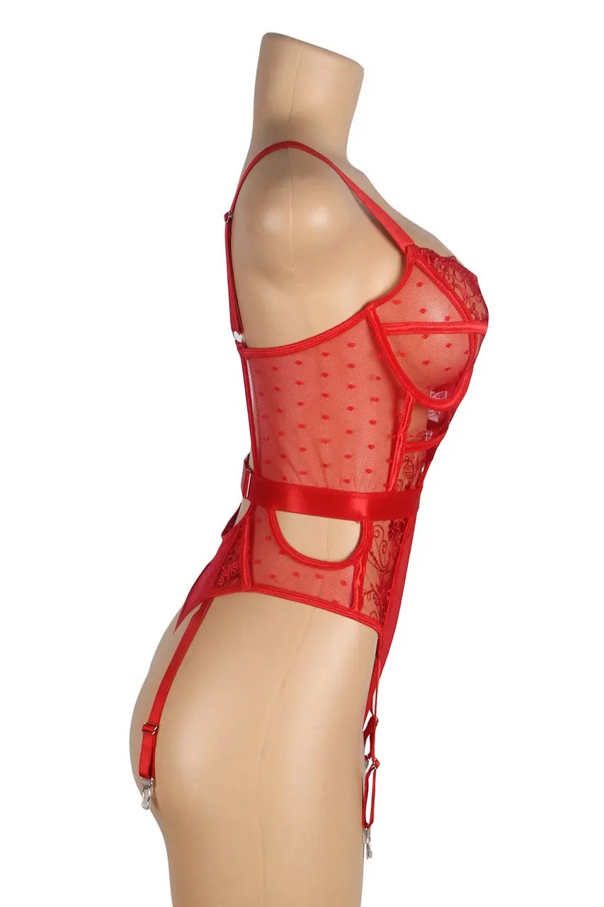 Embroidered Lace Cut Lingerie Teddy 3wishes.com