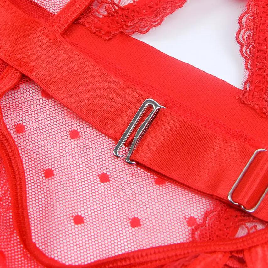 Embroidered Lace Cut Lingerie Teddy 3wishes.com