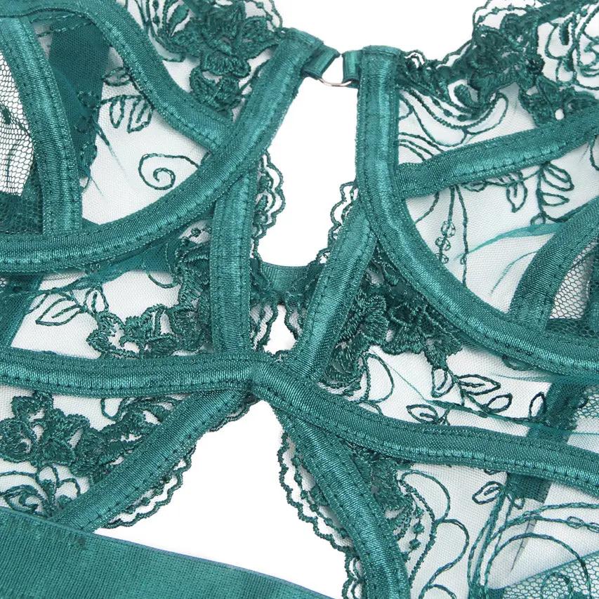 Embroidered Lace Cut Lingerie Teddy 3wishes.com