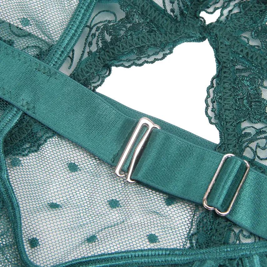 Embroidered Lace Cut Lingerie Teddy 3wishes.com