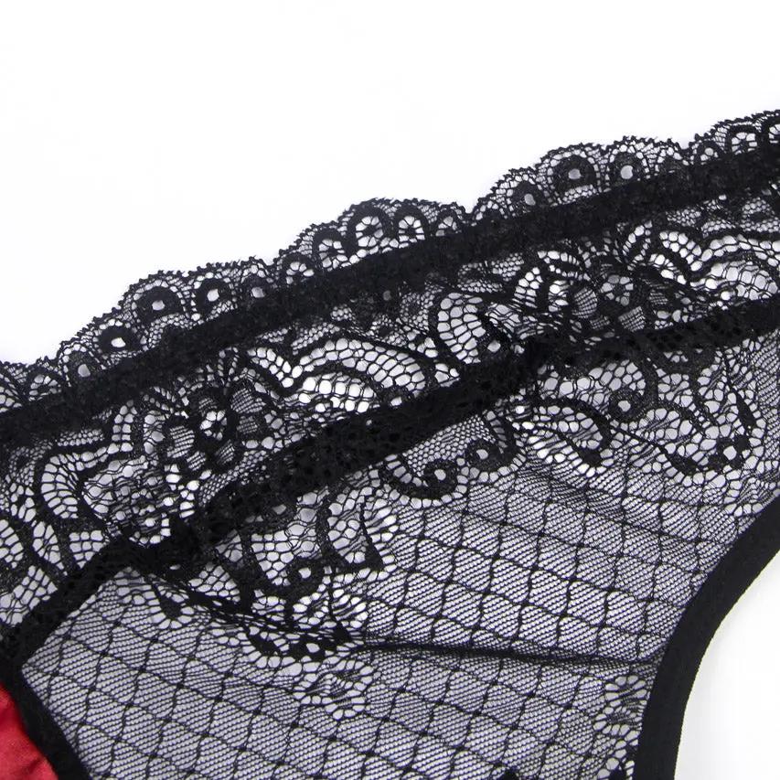 Black Mesh and Leather Chemise 3wishes.com