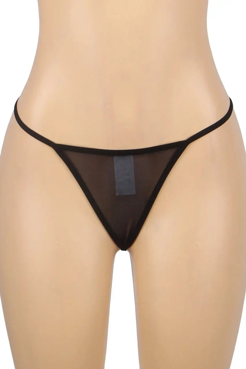 Black Mesh and Leather Chemise 3wishes.com