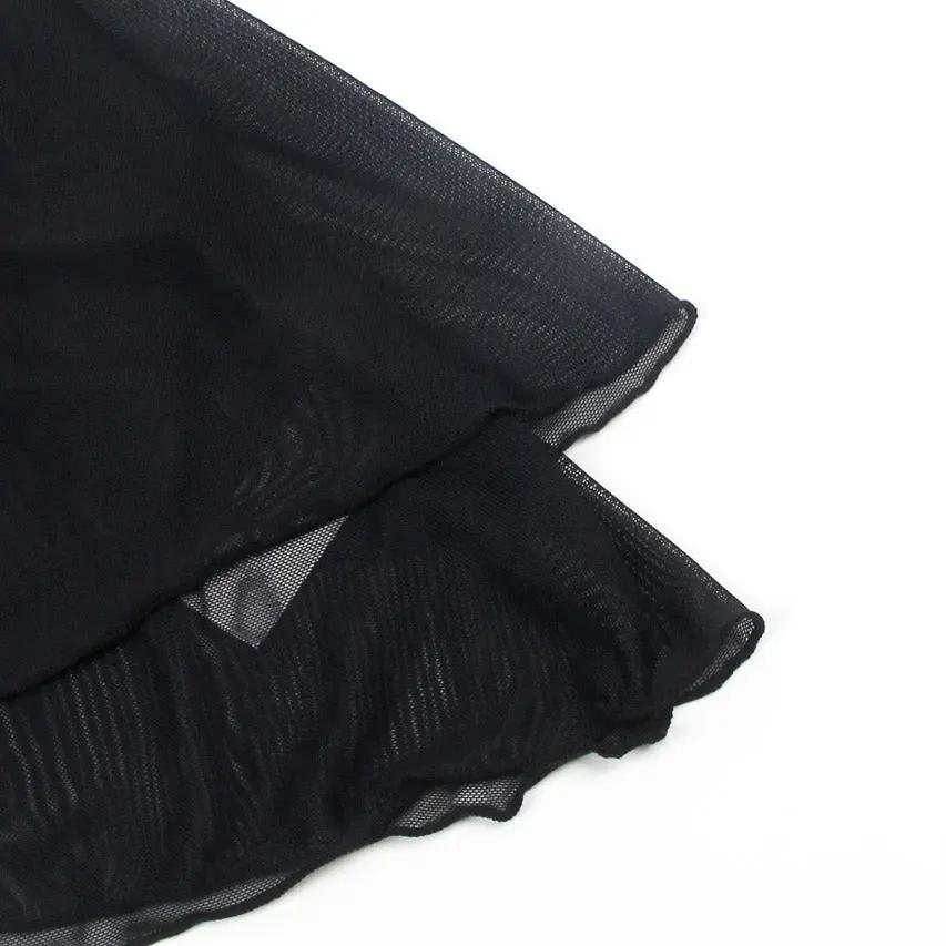 Black Mesh and Leather Chemise 3wishes.com