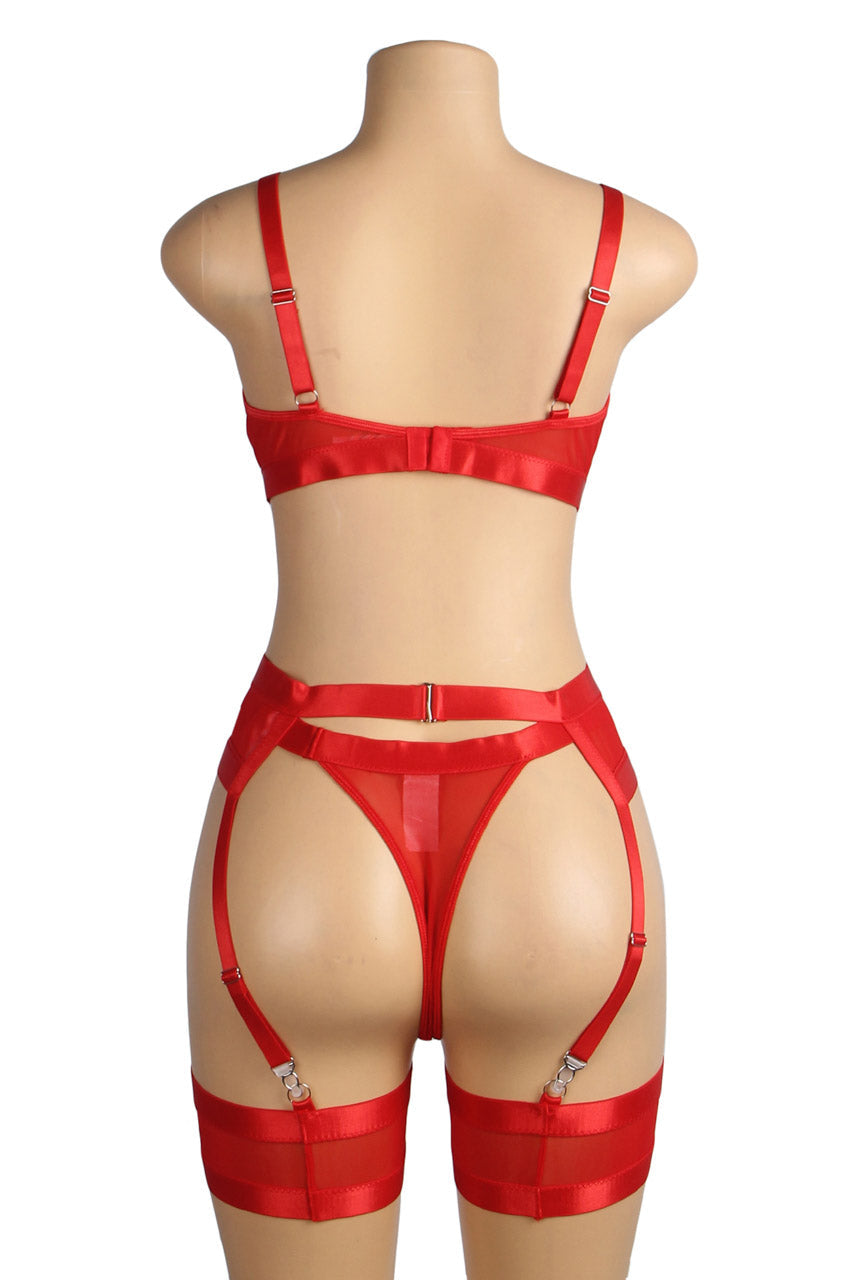 3wishes.com Apparel & Accessories > Lingerie - Bondage Bra and Garterbelt Set - Premium Quality 3wishes.com