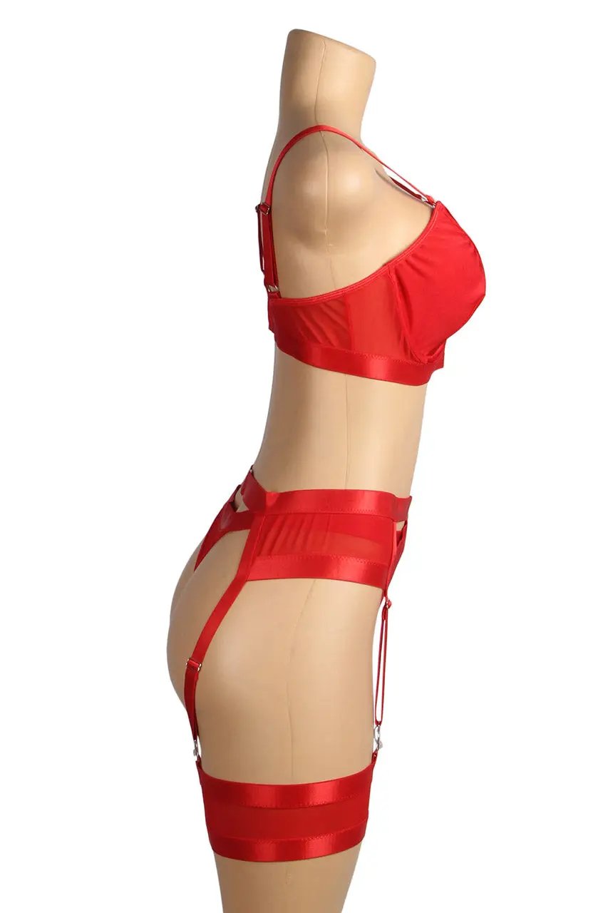 Bondage Bra and Garterbelt Set 3wishes.com