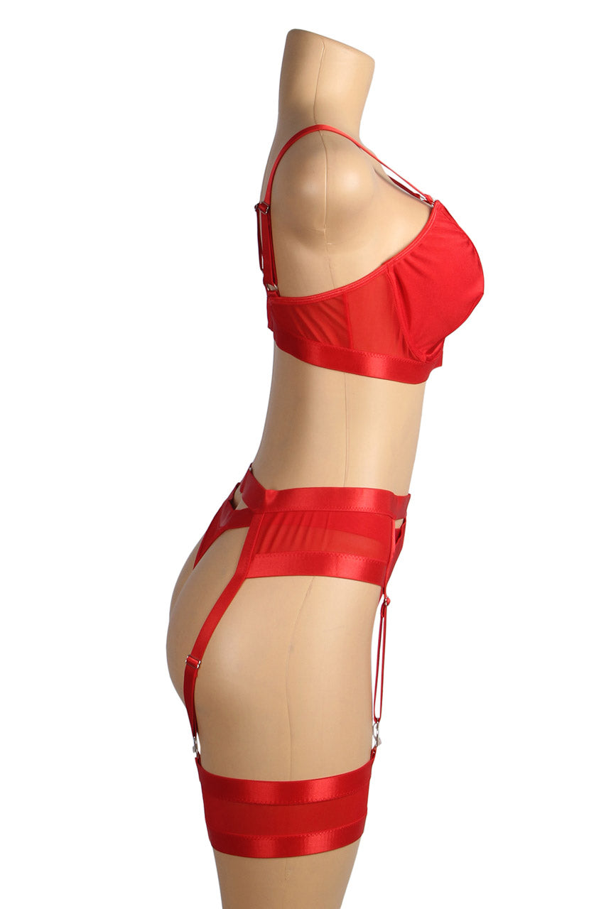 3wishes.com Apparel & Accessories > Lingerie - Bondage Bra and Garterbelt Set - Premium Quality 3wishes.com
