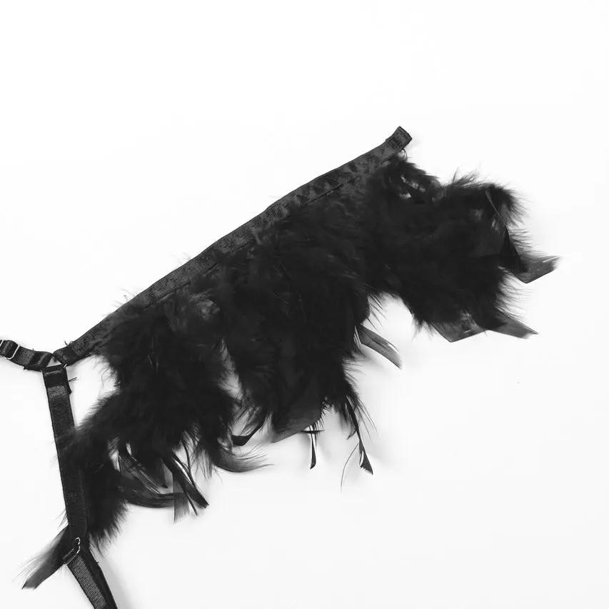 Feather Lace Chain Lingerie Bra Set 3wishes.com