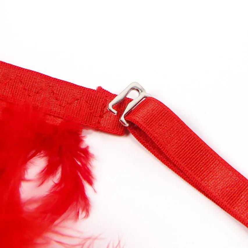 Feather Lace Chain Lingerie Bra Set 3wishes.com