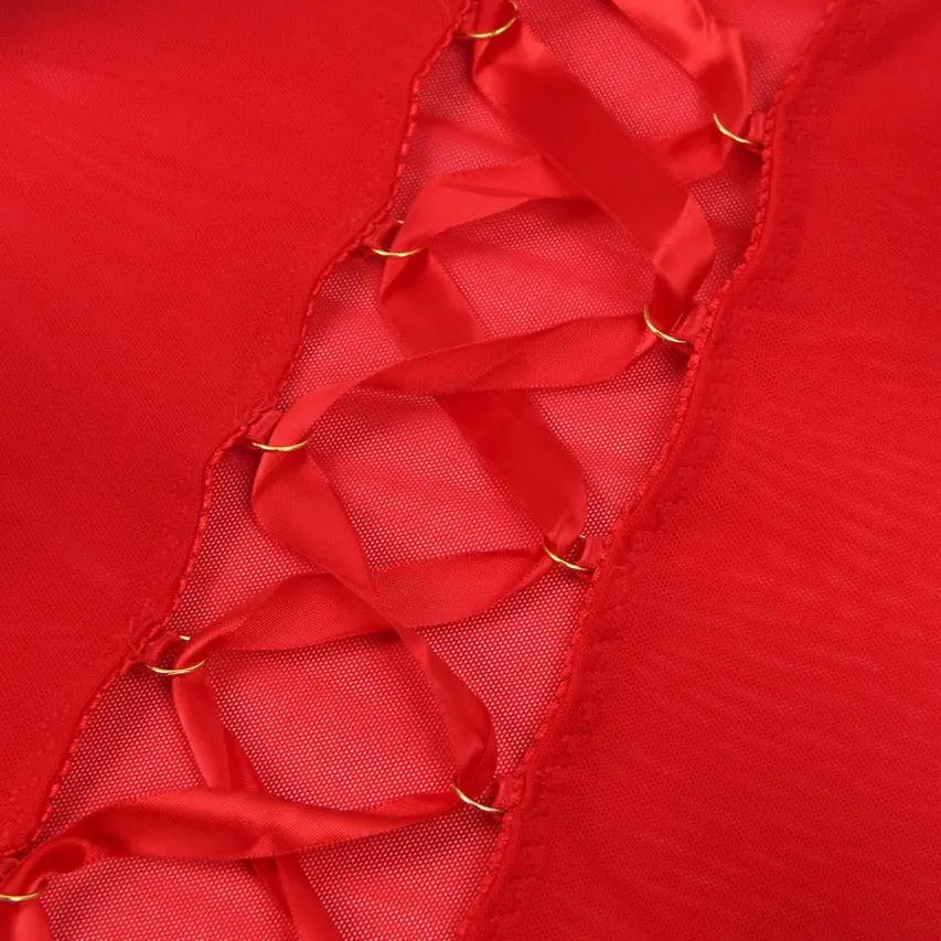 Lace-Up Back Sheer Chemise 3wishes.com