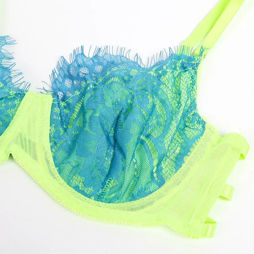 3wishes.com Apparel & Accessories > Lingerie - Neon Lace Bra Lingerie Set - Premium Quality 3wishes.com