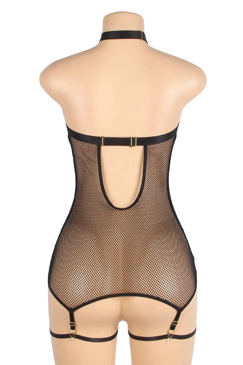 3wishes.com Apparel & Accessories > Lingerie - 3wishes: Sexy Deep V Faux Leather Chemise - Premium Quality 3wishes.com