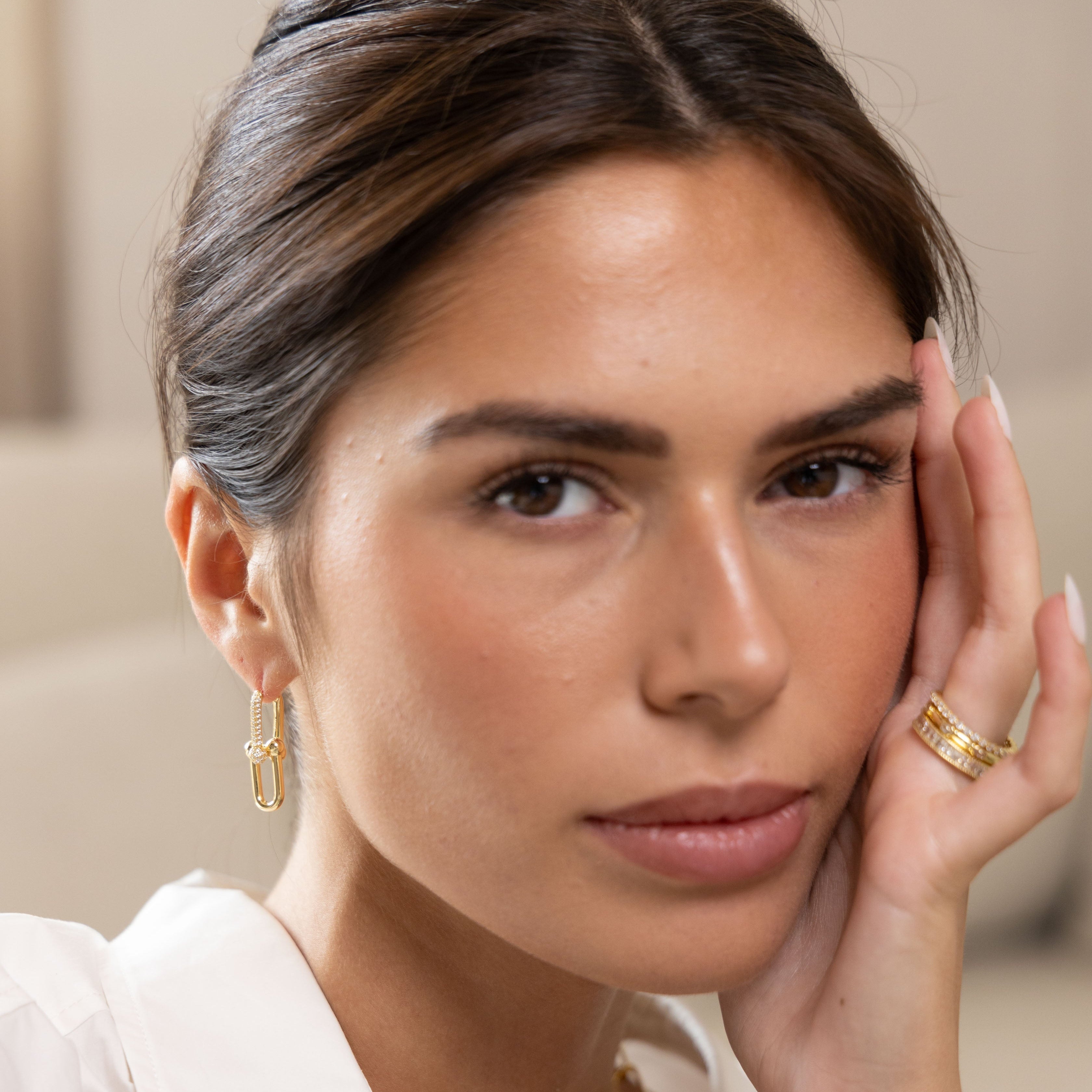 Tia U Link Pave Earring