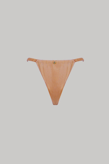 Sofia Bikini Bottoms in Bronzed with Tunneled Elastic Ruching - Love Salve 