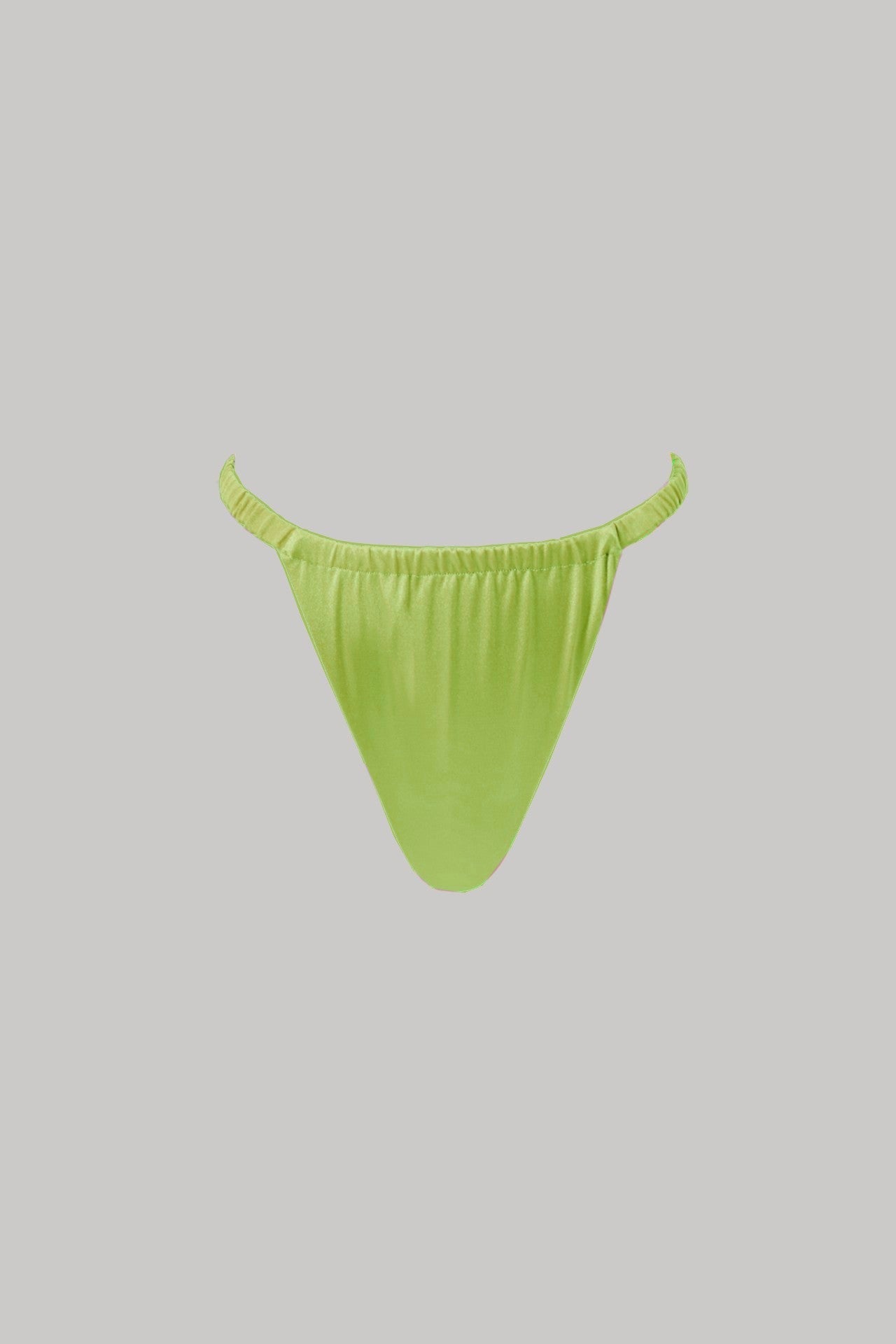 Sofia Bikini Bottoms in Chartreuse with Tunneled Elastic Ruching - Love Salve 