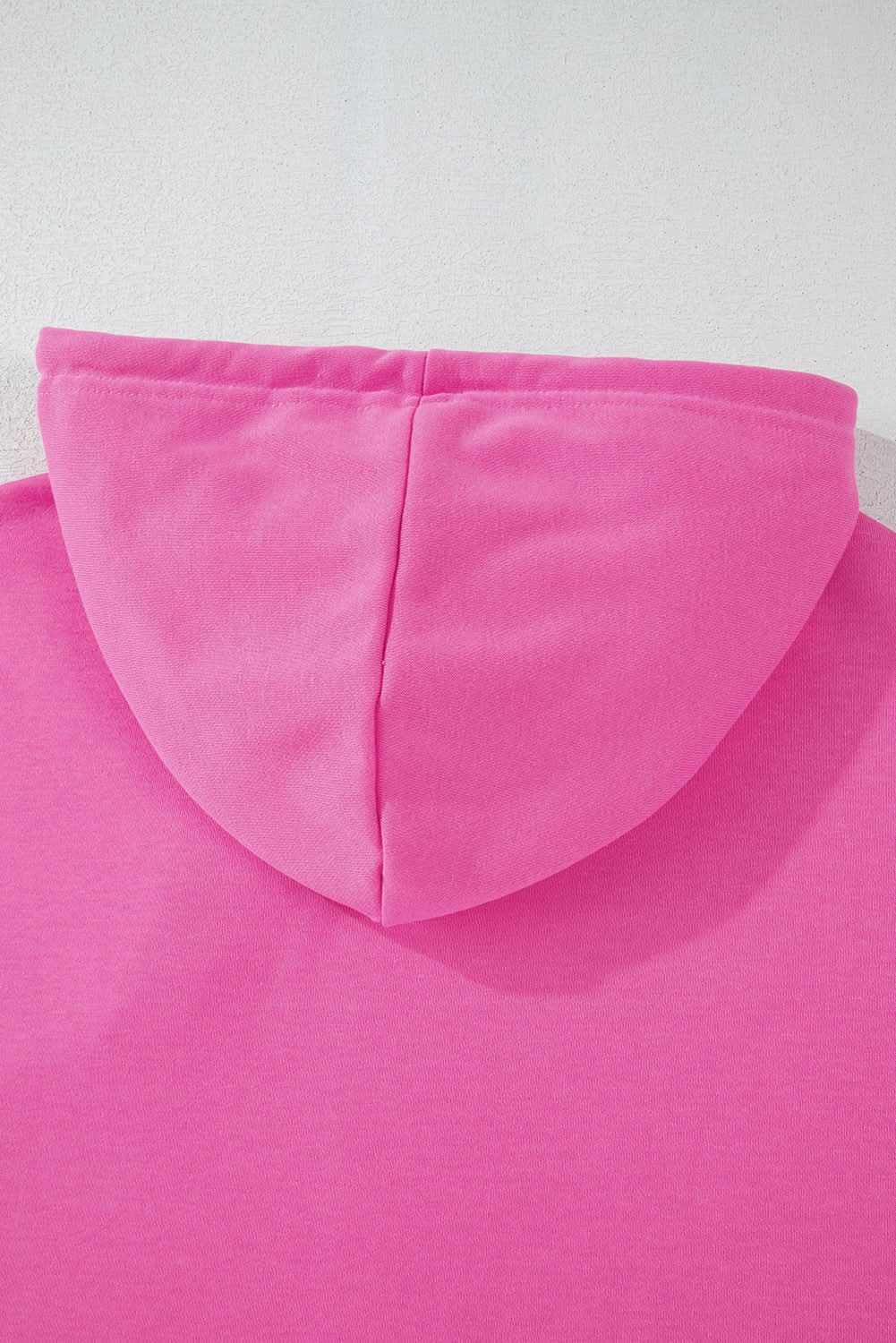 Sachet Pink Solid Drop Shoulder Drawstring Cropped Hoodie - Love Salve 