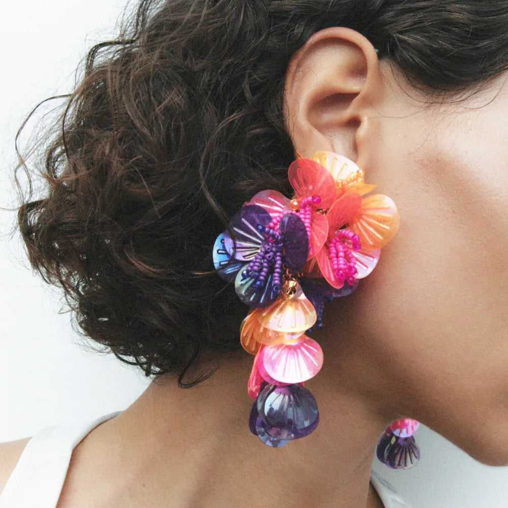 Colorful Shiny Large Shell Earrings for Bold Fashion Style - Love Salve 