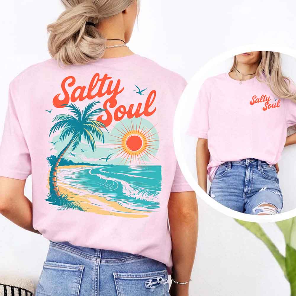 Salty Soul Comfort Colors Tee – Women’s Summer Beach Shirt Adorb Custom Tees