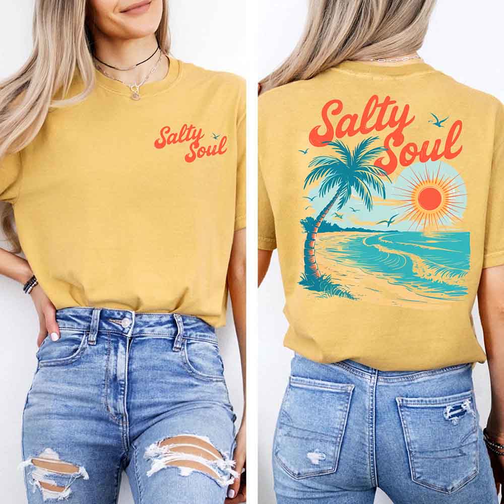 Salty Soul Comfort Colors Tee – Women’s Summer Beach Shirt Adorb Custom Tees