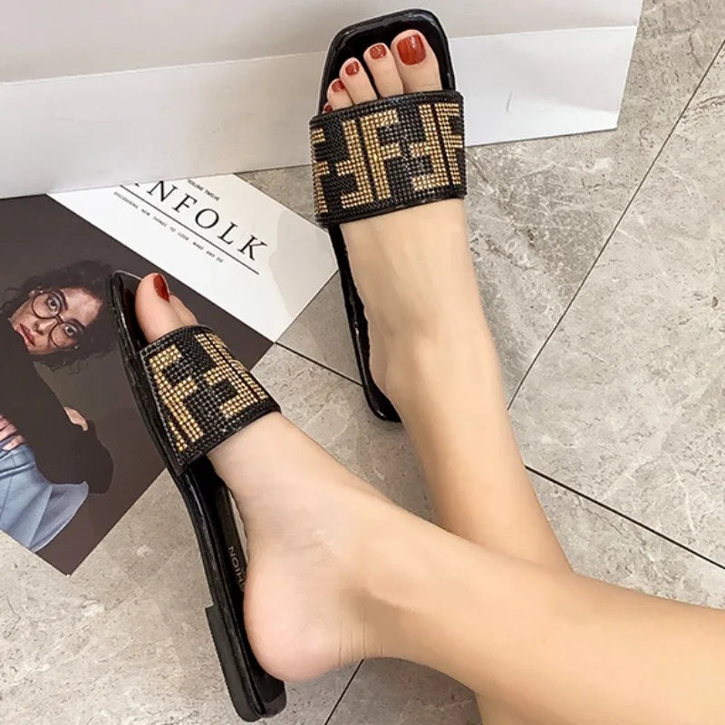 2024 - 2024 Summer New Fashion Square Toe Ladies Slippers Trend product image 5