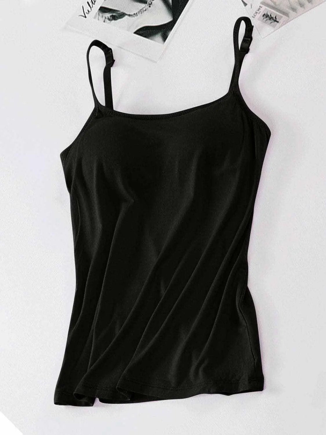 Scoop neck cami with adjustable straps - Love Salve 