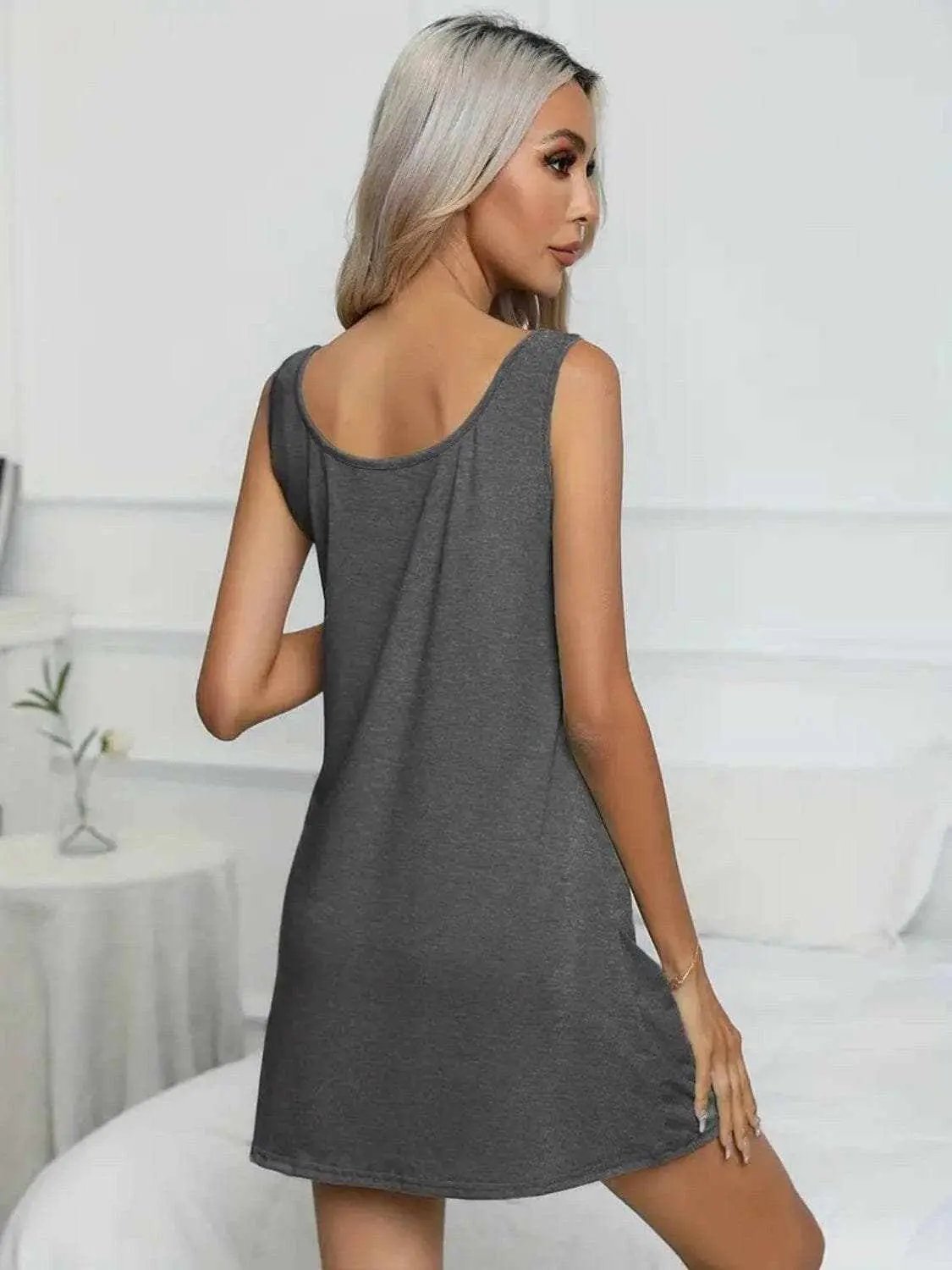 Scoop neck mini dress - full size - Love Salve 