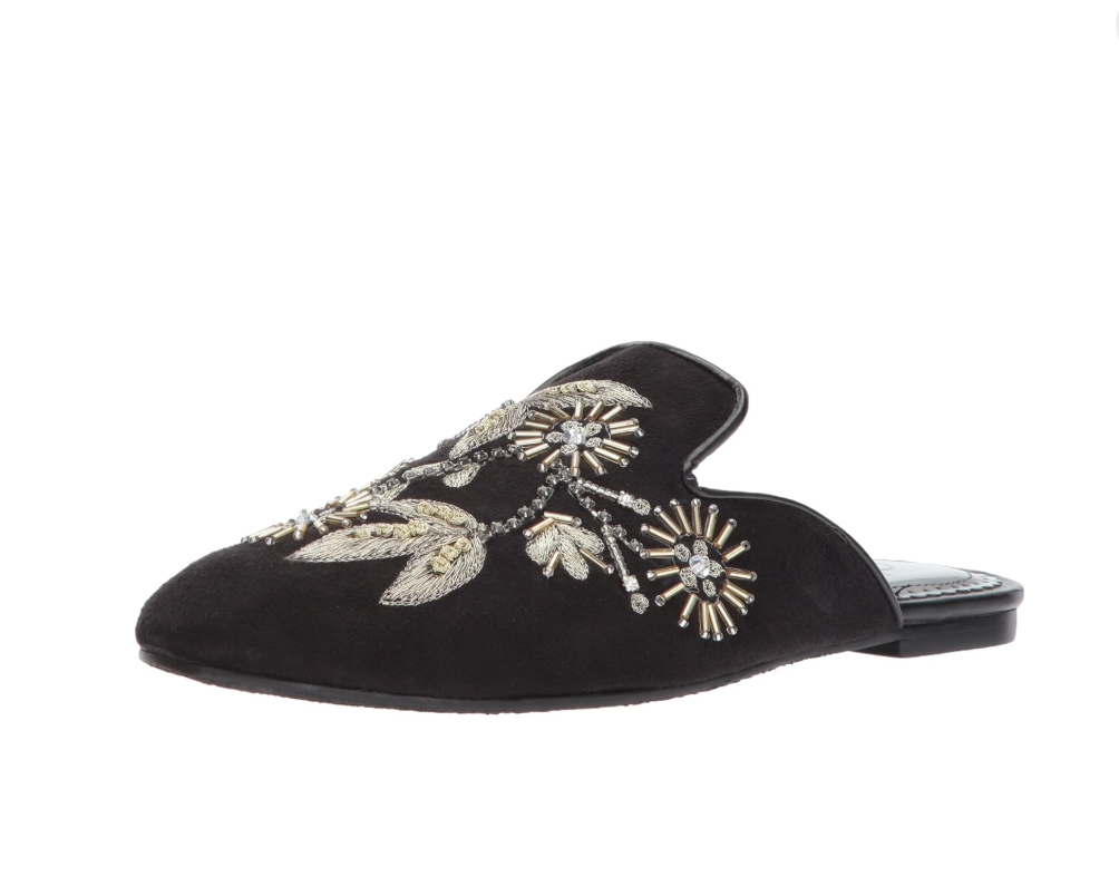 Floral Island Embroidered Flats in Black for Women Chic Naughty Monkey