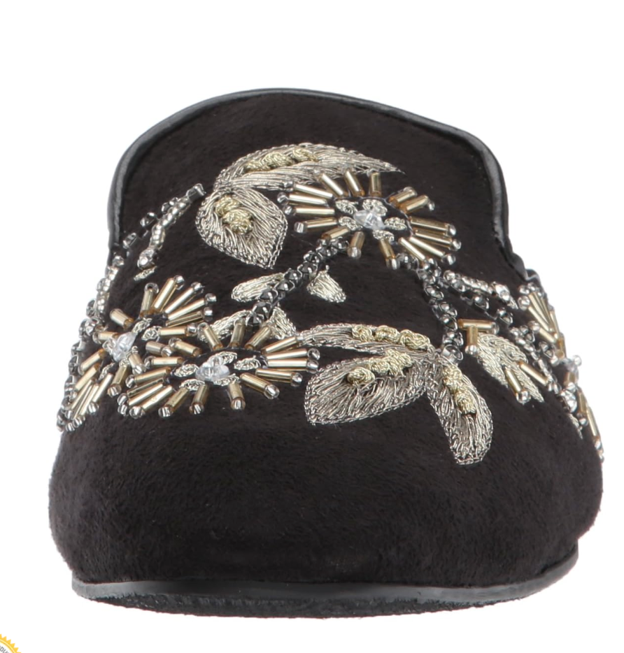 Floral Island Embroidered Flats in Black for Women Chic Naughty Monkey