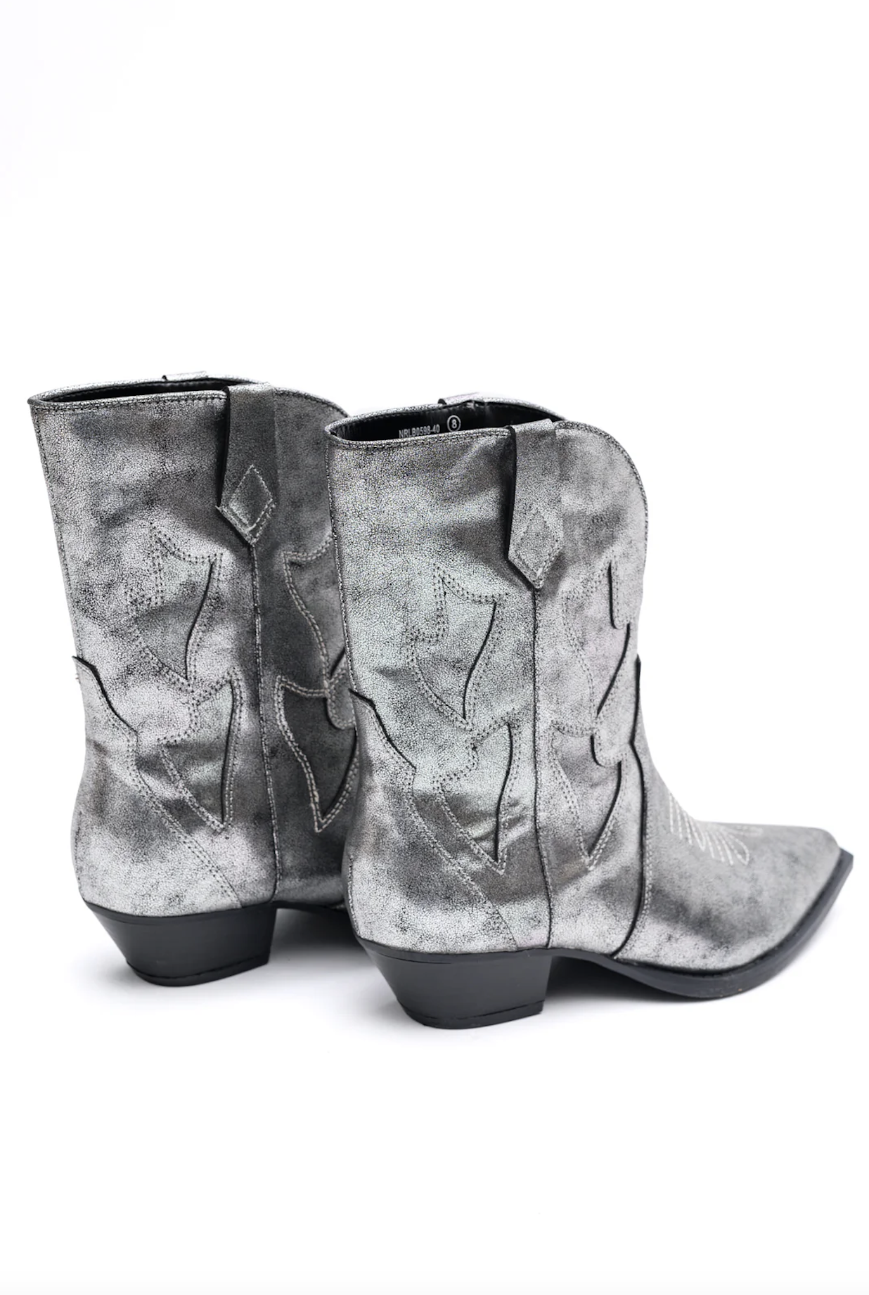 Jersey Metallic Boot Silver Open Front Snip Toe Heel Naughty Monkey