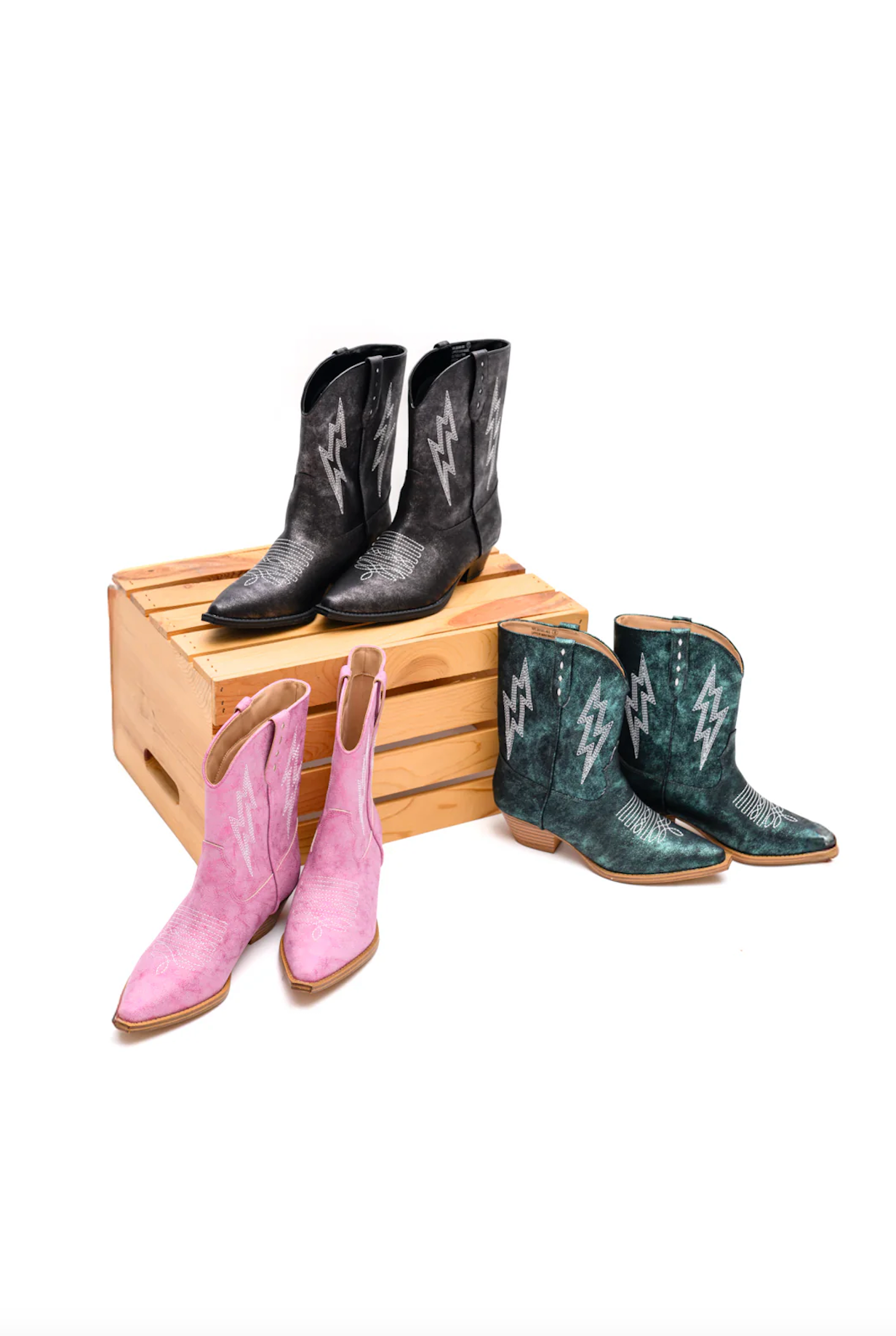 Bowie Black Metallic Boot Western Snip Toe 1.5 Inch Heel Naughty Monkey