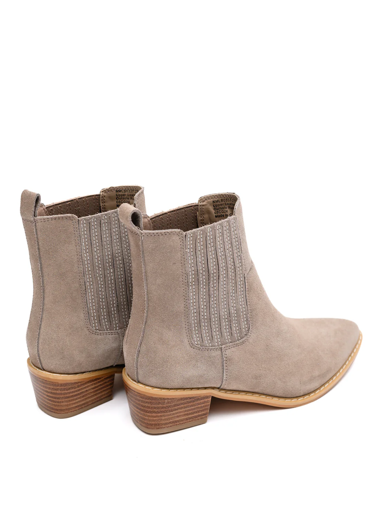Leonor Suede Ankle Boot Taupe With Elastic Sides Pull Tab Naughty Monkey