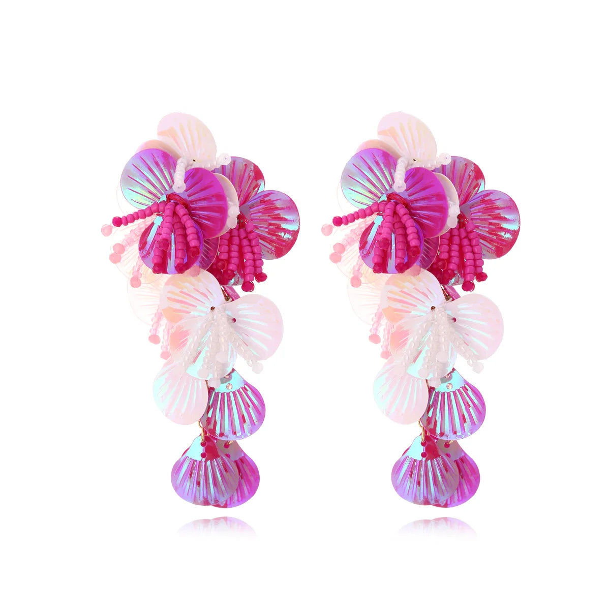 Colorful Shiny Large Shell Earrings for Bold Fashion Style - Love Salve 