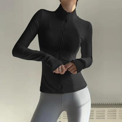 Women Zip Fitness Clothes Long Sleeve Sports Jacket Gym Clothes Woman Yoga Shirt Quick Dry Top Sunscreen Sportswear Yoga Clothes