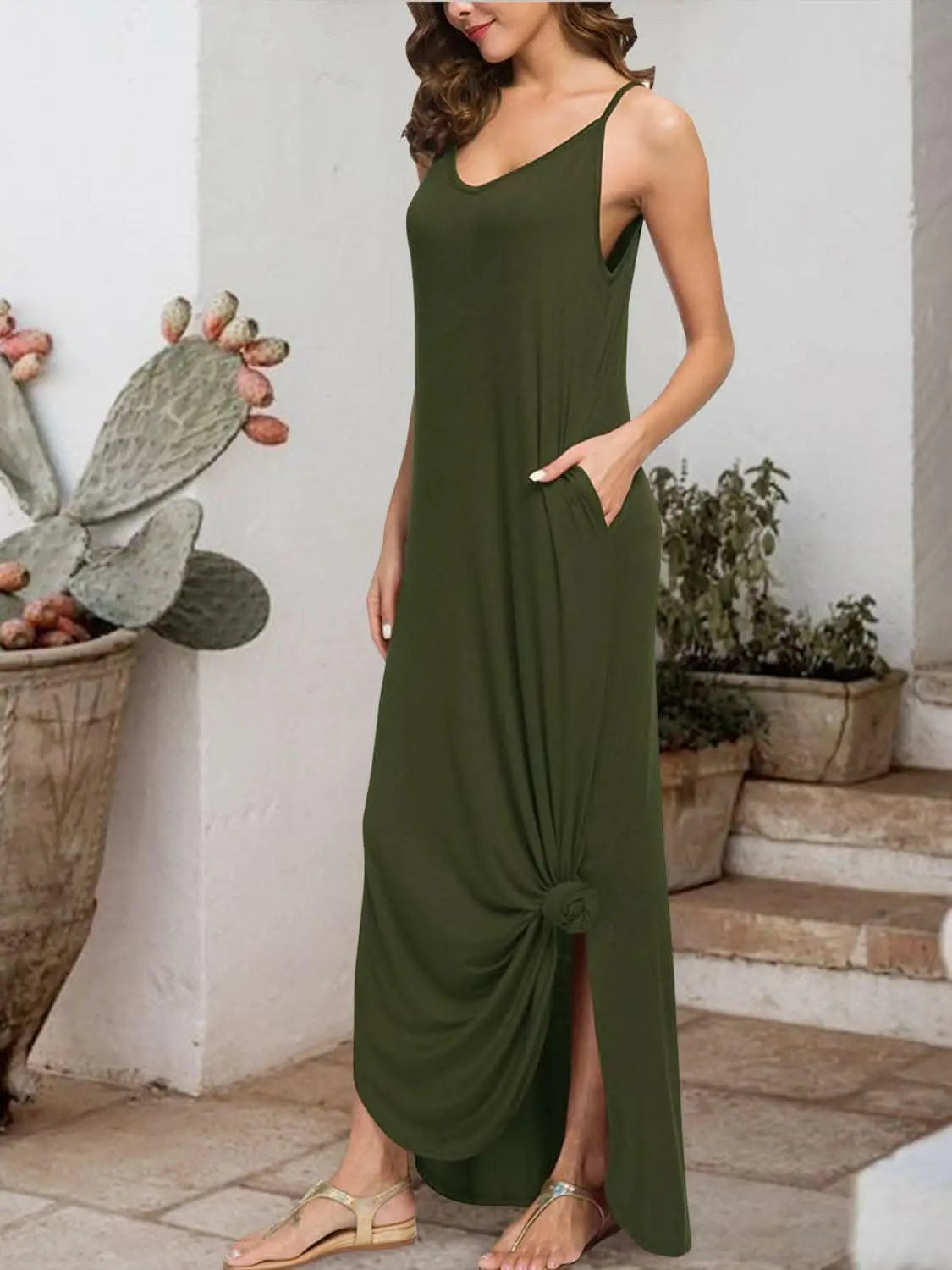 Seductive slit sleeveless dress - Love Salve 