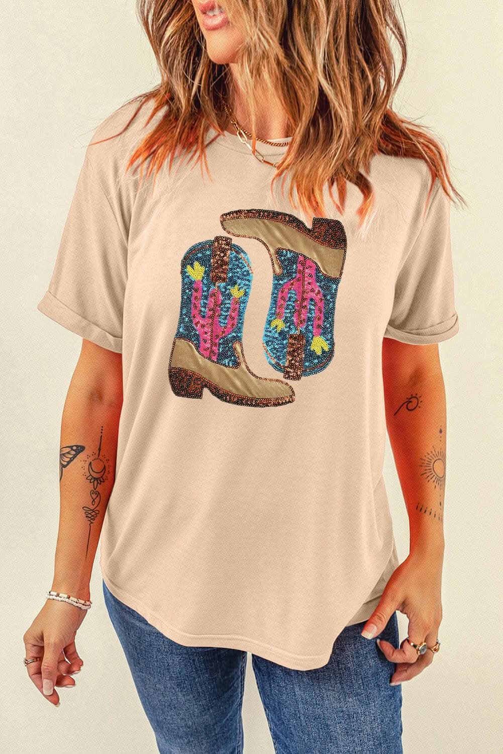 Sequin embellished short sleeve tee - Love Salve 